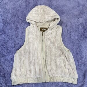 YMI Zip Front Faux Leather Fur‎ Vest Hooded Size 2X